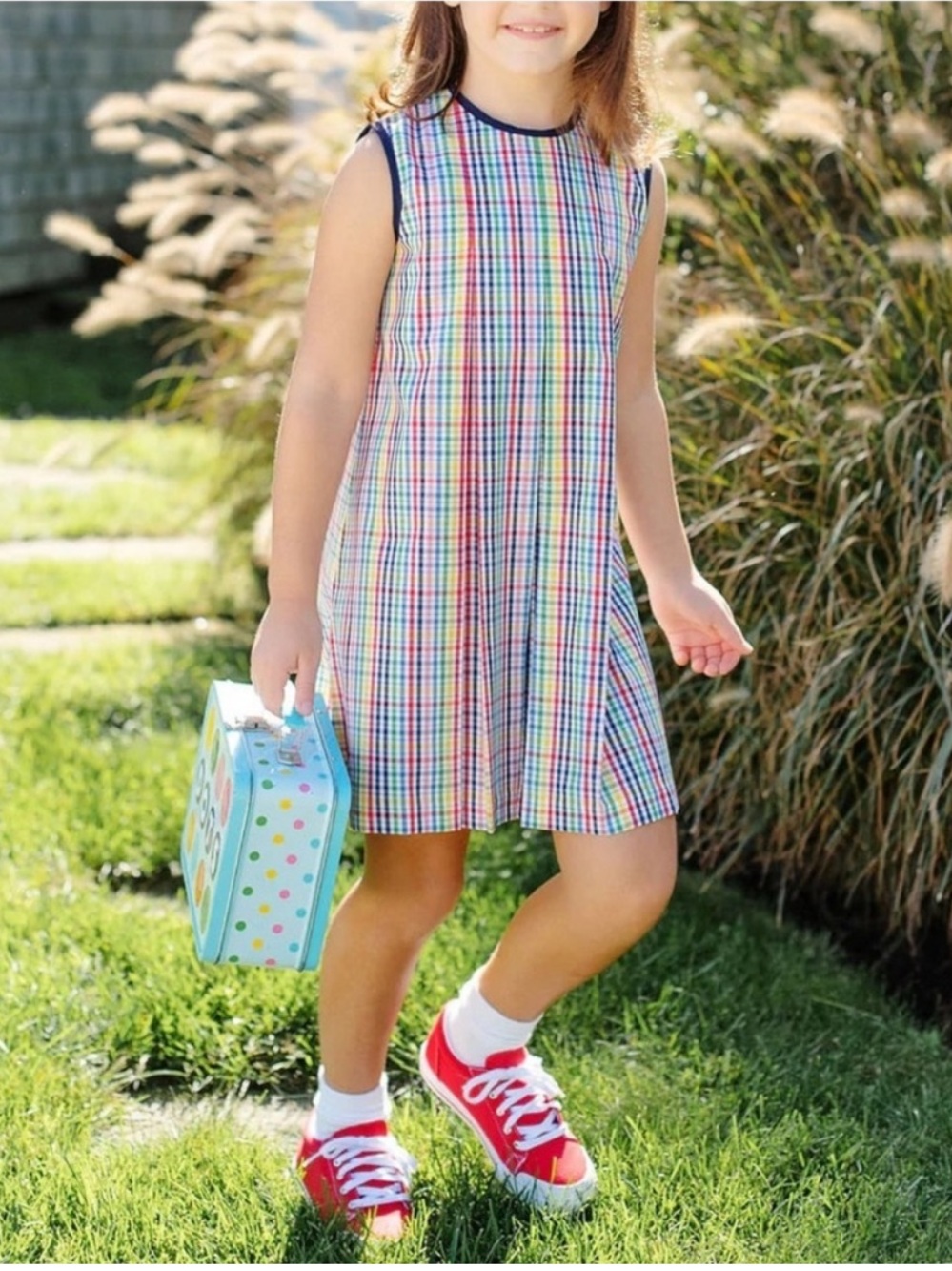 The Beaufort Bonnet Company Kids Mary Frances Flock Paint Plaid Dress Size 10